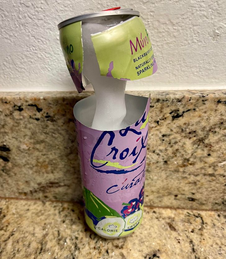 “La Croix froze mid explosion in the back of our refrigerator.”