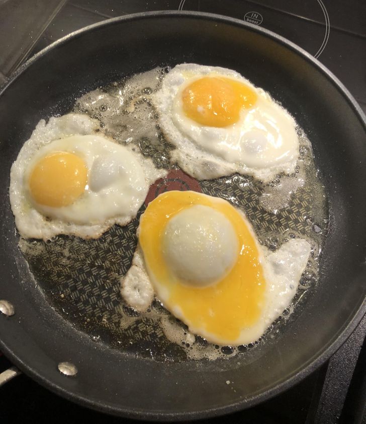 “One of my eggs became reversed in the frying pan.”