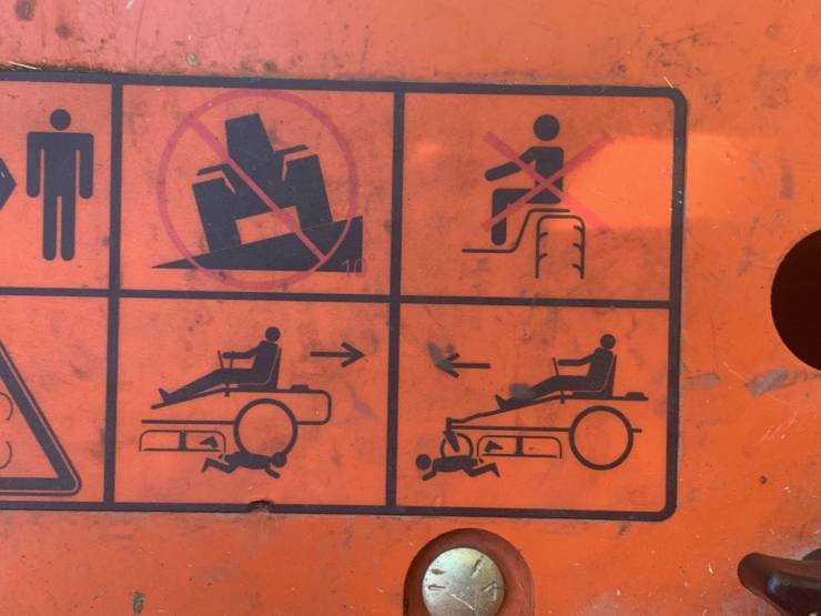 “My lawn mower that appears to give directions on how to correctly run over a small person.”