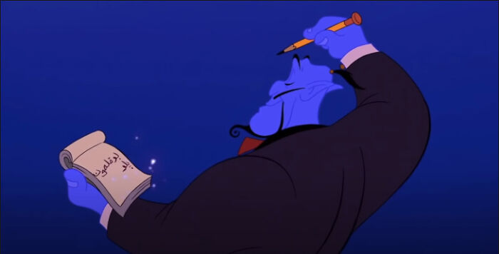 In Aladdin, the Genie writes Aladdin’s order from right to left, which is how Arabic would be actually written.