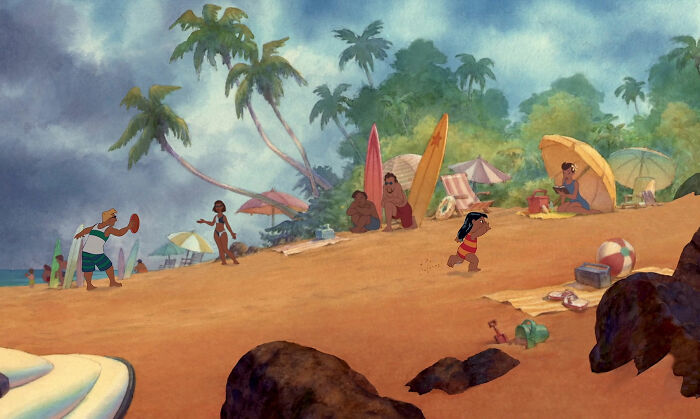 Disney's "Lilo & Stitch" (2002) used watercolor backgrounds, exclusively. The studio had some financial failures and was doing ambitious things elsewhere, so they left the filmmakers to their own devices, off at the Florida studio. The only other watercolor films are Dumbo and Snow White.