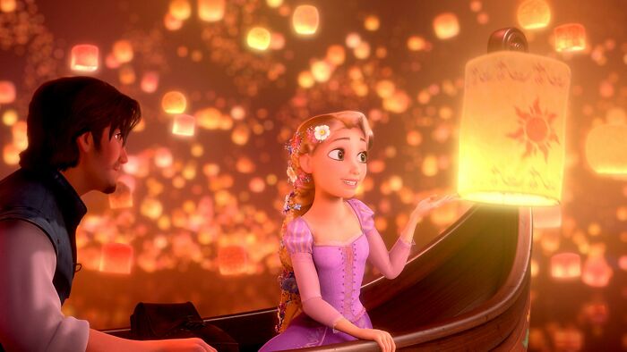 In Tangled, the lantern that Rapunzel lofts back into the sky is the one lit by the queen and king (her true parents). It was the only one with the royal symbol of the sun on it.