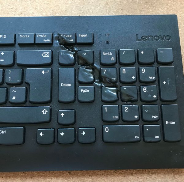 “Sunlight through the window melted the keyboard.”