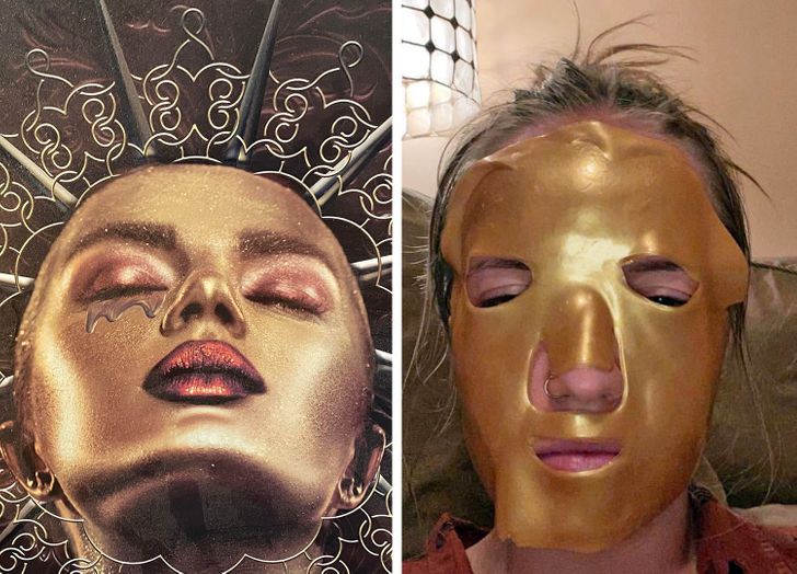 “This gold sheet mask cost $3. Unfortunately all it brought me was a slightly burning, sticky face.”