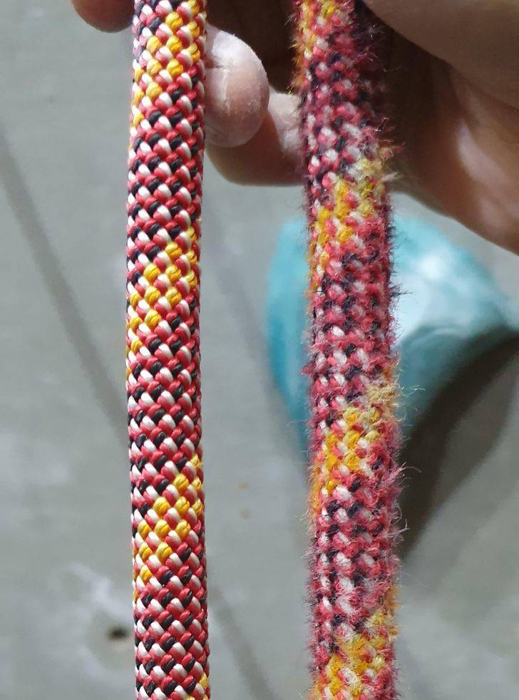 “The difference between used and brand new climbing rope”