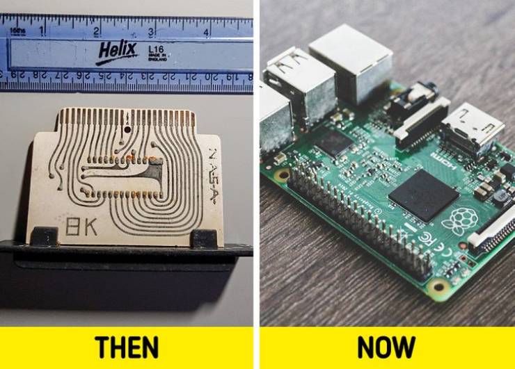 Computer microchip. 

Even such modern things as computer parts have changed drastically over time. This is an 8-bit data chip, responsible for the computer’s memory.