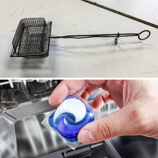 Soap saver cage. Small scraps of soap were put in the cage and shook under hot running water when people did dishes by hand. The soap saver was swished through the dishwater to made suds. Great for washing the dishes, hand washing delicates, or even bubble baths.