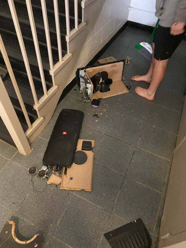 A friend bought a new $500 speaker today, tripped on the stairs 4 stories up while carrying it above his head.