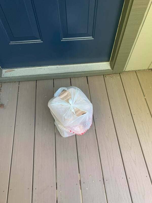 Walked out my front door today and found this. I didn’t order DoorDash. Looks like someone didn’t get their lunch or maybe their dinner from last night, or maybe from a few days ago. I haven’t been outside in four days.