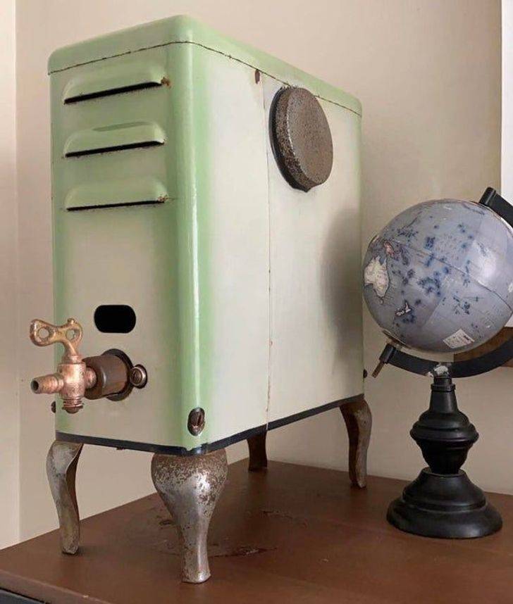 “Found this in the crawl space of a home. No engraving to give us any hints as to exactly what it is, what it’s used for, and how old it may be.”
The answer: "It’s a gas heater (circa the 1930s-50s). You’re seeing the side (gas valve) and the back (flue opening — covered)".