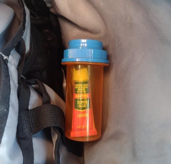 Great way to carry super glue in backpack/purse without worrying about it leaking