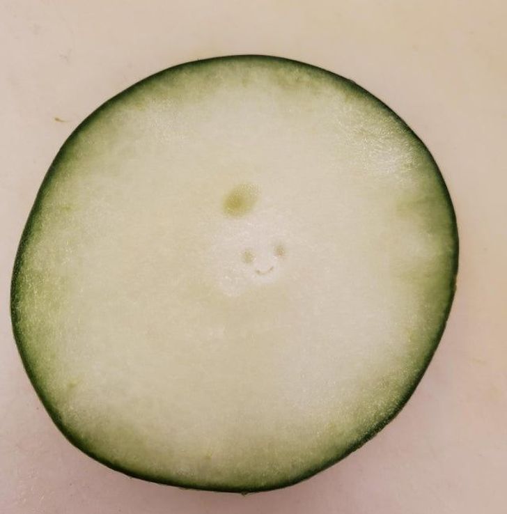“I cut the most adorable cucumber at work.”