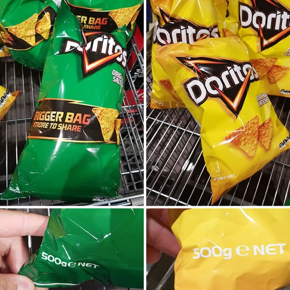 “Both Weigh 500g But The Green One Is In A 30% ‘Bigger Bag More To Share'”