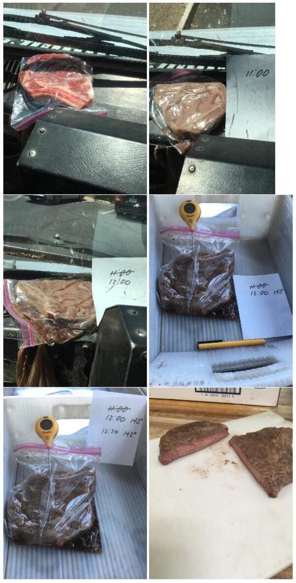 Postal worker cooks steak on the truck dashboard to showcase ‘inhumane’ working conditions during extreme heat.