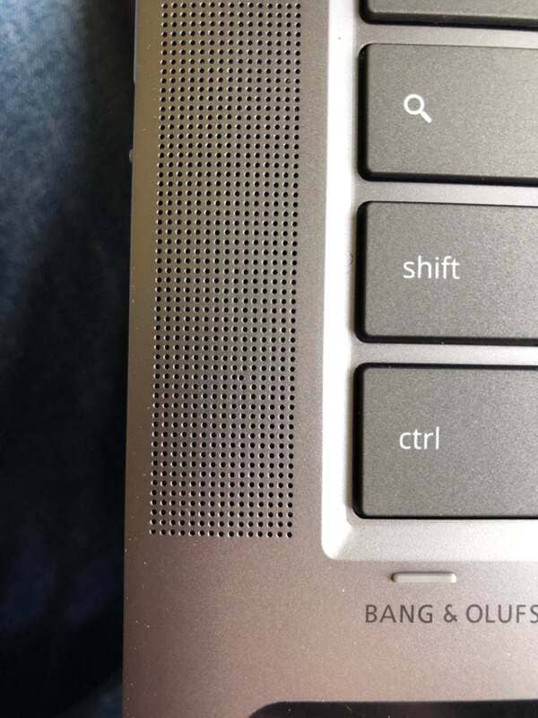 One of the holes in my laptop’s speakers is slightly off.
