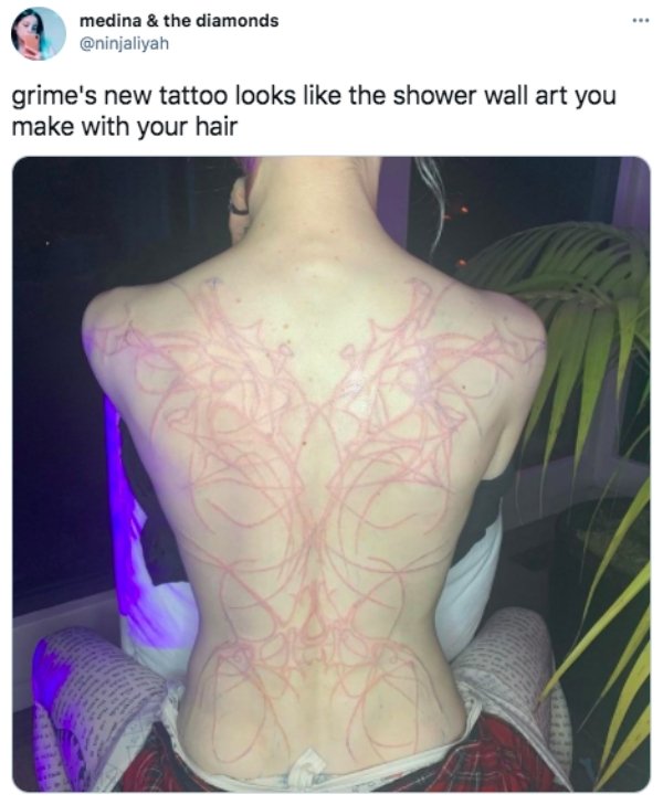 shoulder - medina & the diamonds grime's new tattoo looks the shower wall art you make with your hair