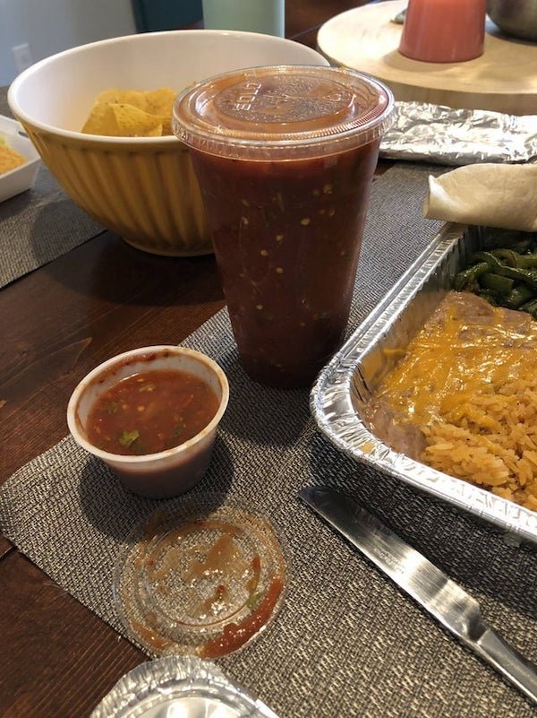 The extra cup of salsa that came with my takeout order