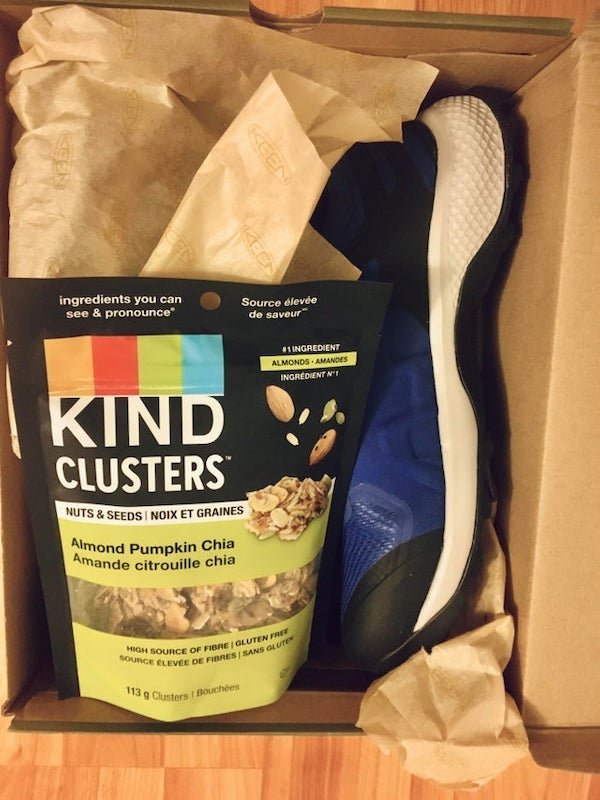 I ordered new waterproof hiking shoes online and they shipped it with trail snacks packed in the shoebox!