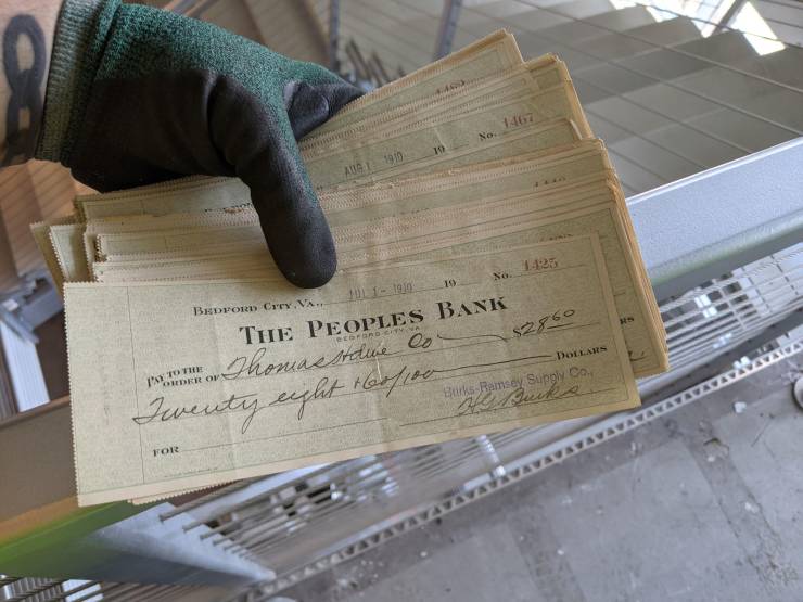 “While renovating an office in DC, I found a stack of uncashed checks dated July-August 1910.”