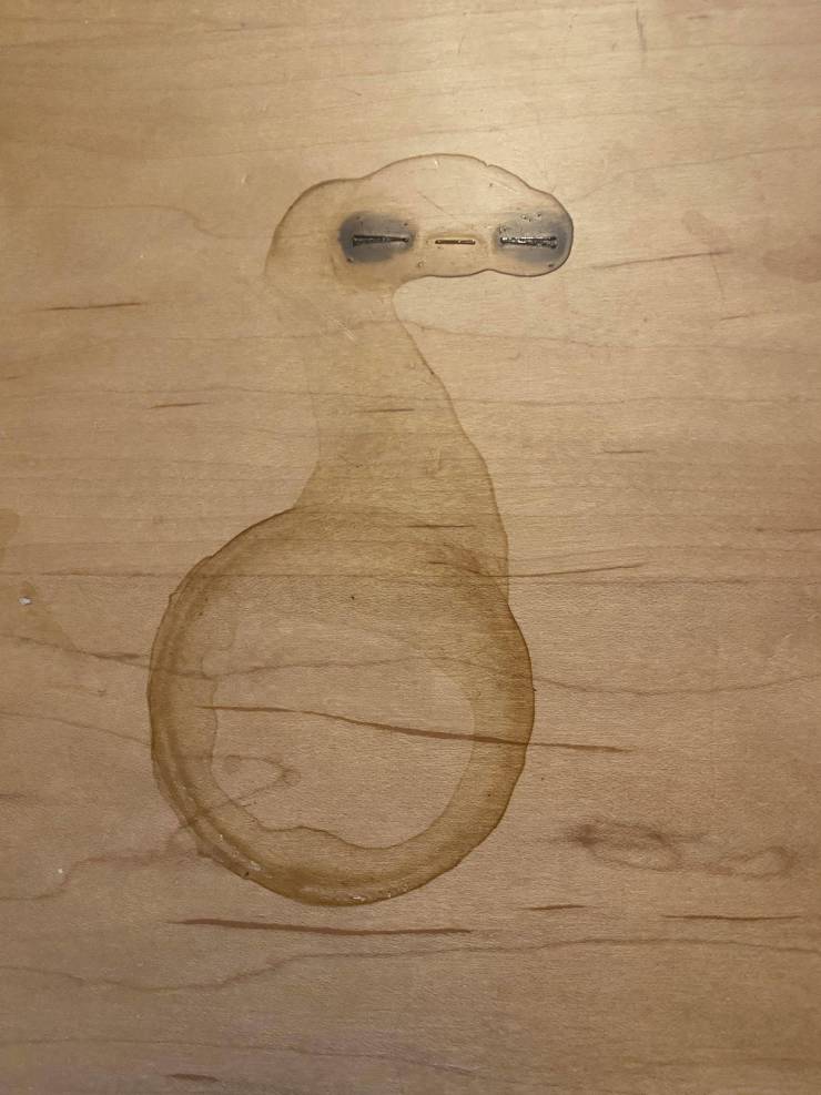 “This coffee stain on my table that looks like ET.”