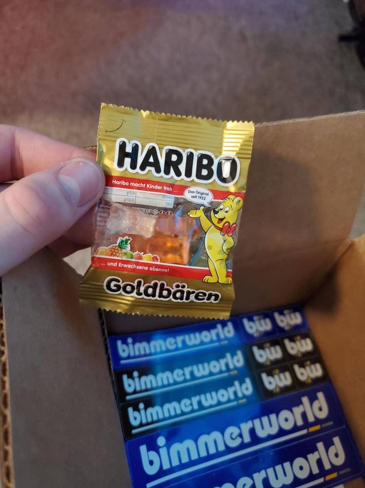 “A part for my BMW came with German gummy bears.”
