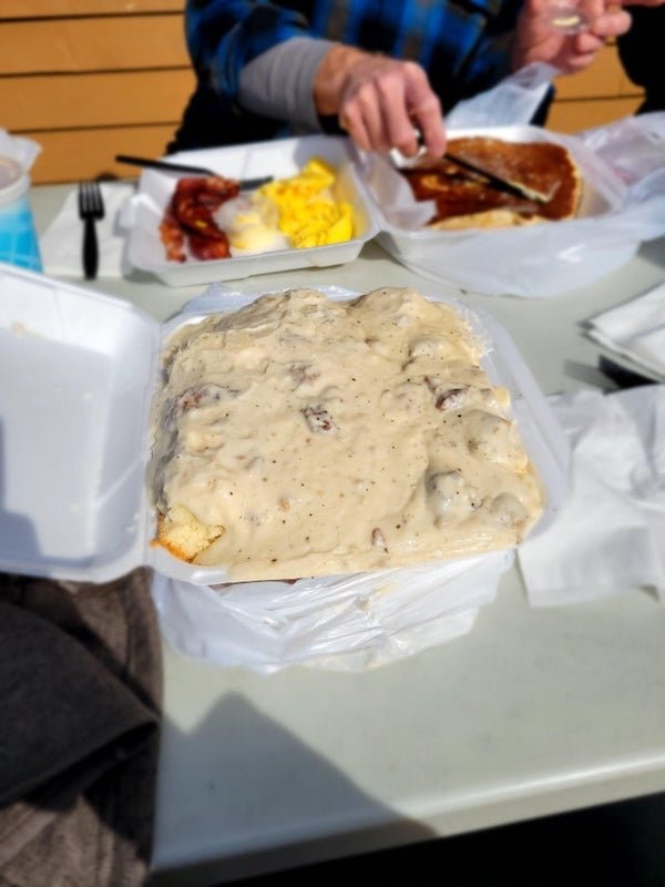 This was my order of to-go biscuits and gravy.