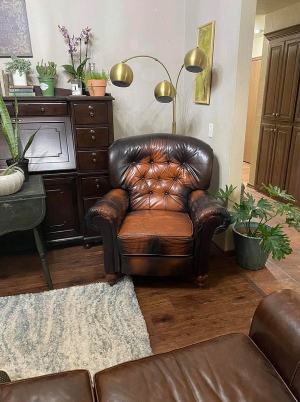 Human outline leather chair for sale.