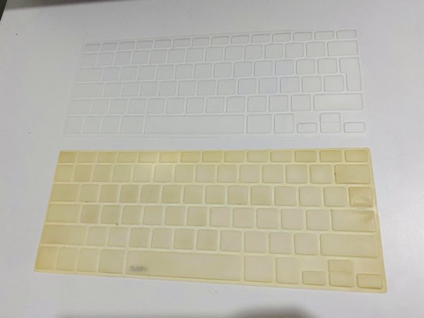 My laptop keyboard protectors, 6 years apart.