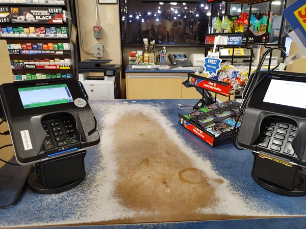 The counter at this truck stop.