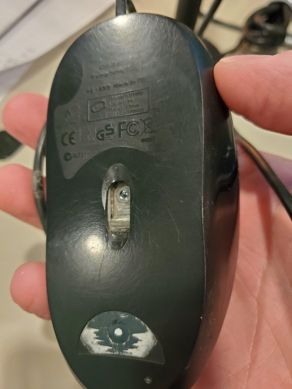 Goodbye old friend: My mouse died today after 15ish years. So worn, it’s almost smooth.