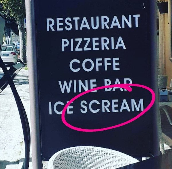 signage - Restaurant Pizzeria Coffe Wine Dar Ice Scream