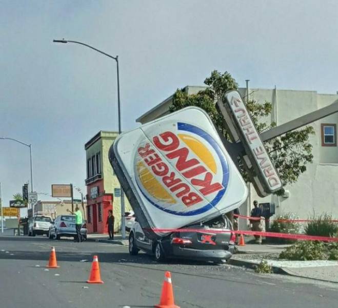 people having a bad day - signage - Burger King Drive Thru