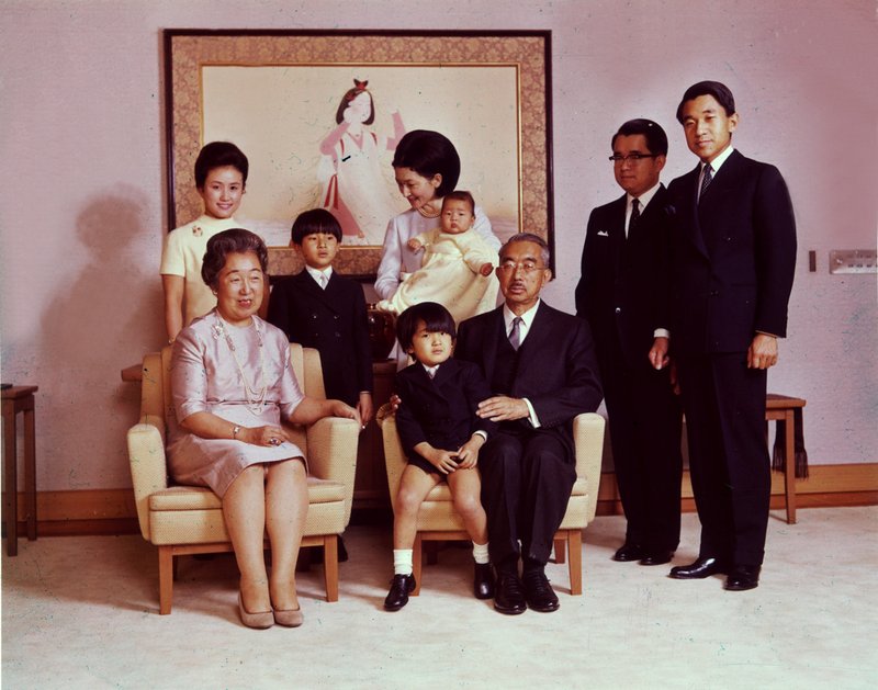 Emperor of Japan Hirohito and Empress Nagako with their children and grandchildren – 1970s