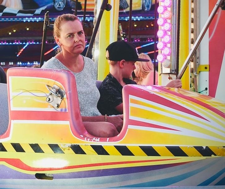 “My wife lost a bet and had to go on the scariest ride at the carnival.”