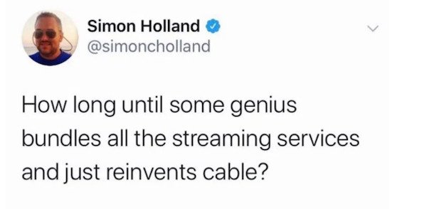 funny tweets - asap rocky quotes twitter - Simon Holland How long until some genius bundles all the streaming services and just reinvents cable?