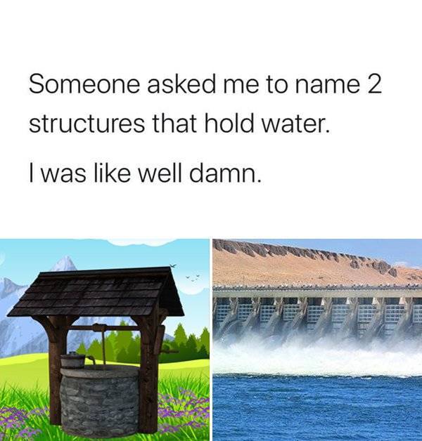 water resources - Someone asked me to name 2 structures that hold water. I was well damn.