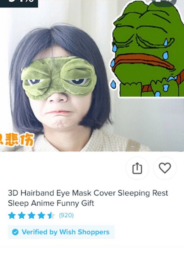 wish products - head - 2TR 3D Hairband Eye Mask Cover Sleeping Rest Sleep Anime Funny Gift 920 Verified by Wish Shoppers