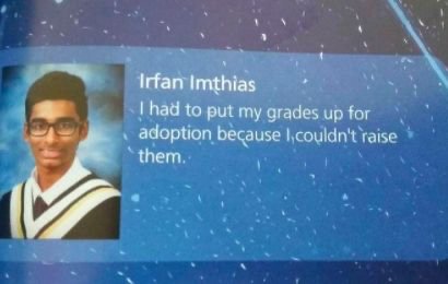 world - Irfan Imthias T had to put my grades up for adoption because I couldn't raise them.