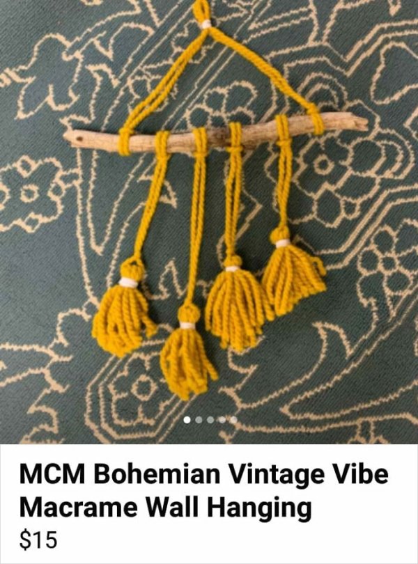 pattern - Mcm Bohemian Vintage Vibe Macrame Wall Hanging $15