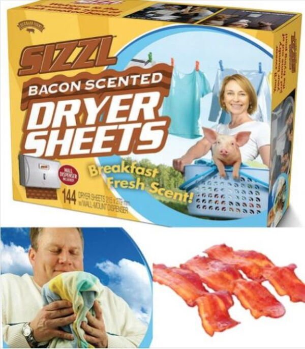 junk food - Bacon Scented Sizzl Dryer Sheets Breakfast Ber Fresh Scent! 144 Dun Ospeger Gorge Ggggg