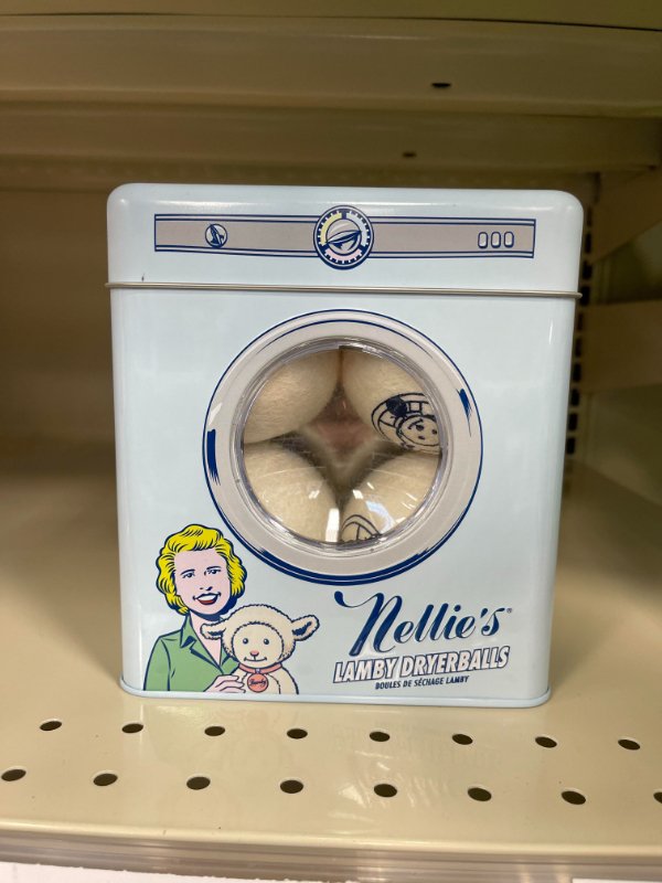 “The packaging for these dryer balls.”