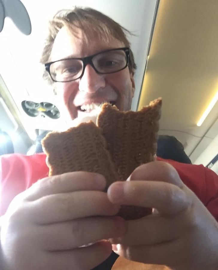 “My son moved his cookies in front of his face as I took our picture. It gave me chubby little baby hands.”