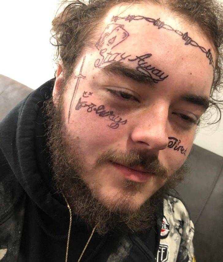 “My friend looks like Post Malone so I drew his tattoos on him.”