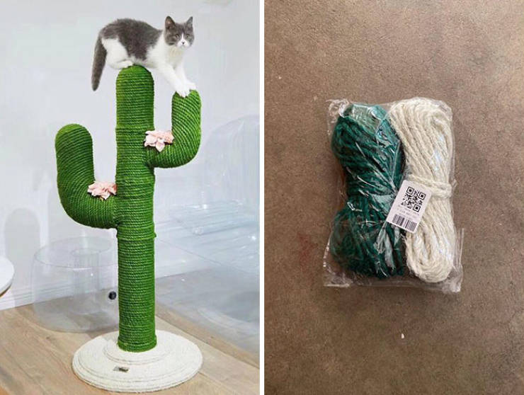 "The One On The Left Is What My Mom Ordered For Our Cats, The Right One Is What Arrived In The Mail"
