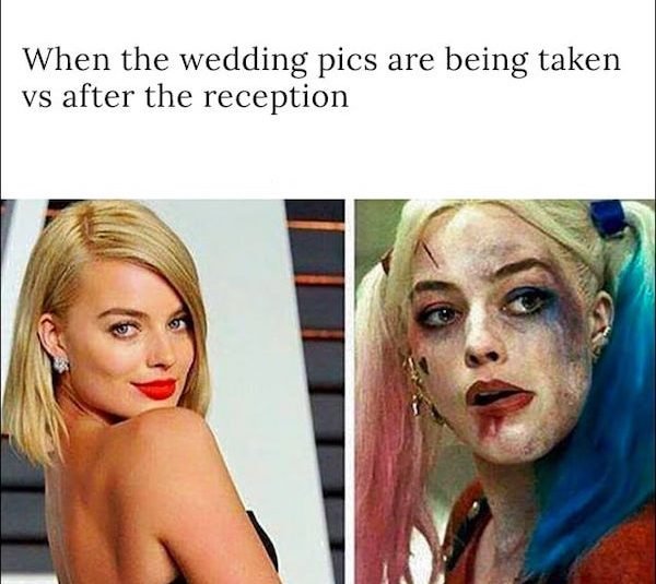 10 years with a company meme - When the wedding pics are being taken vs after the reception