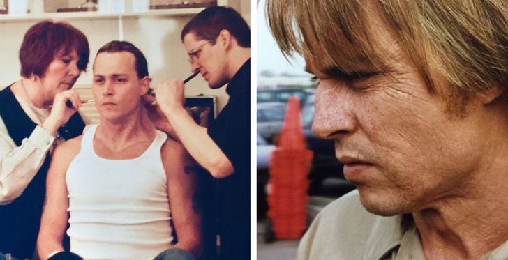 Johnny Depp is getting his aging makeup for Blow.