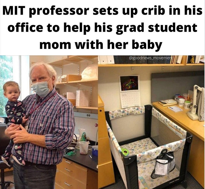 furniture - Mit professor sets up crib in his office to help his grad student mom with her baby 00