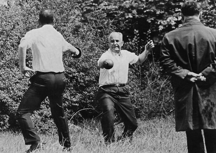 Last Sword Duel In History In France, 1967 Between The Mayor Of Marseille And The Socialist Party Candidate For Presidency