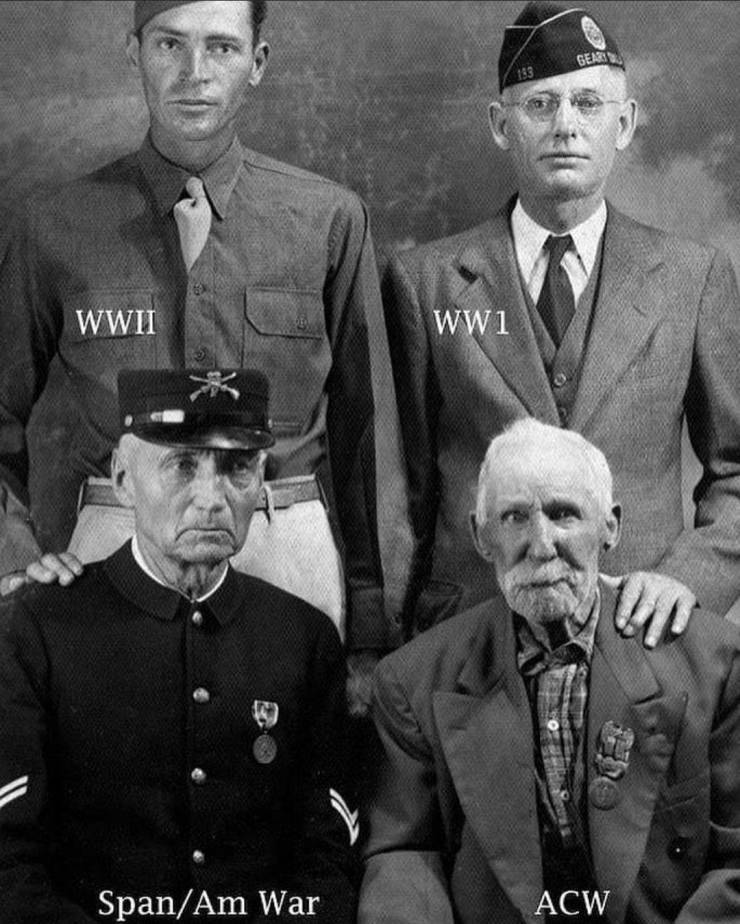 4 generations of soldiers - Gearile 183 Wwii WW1 Tu SpanAm War Acw