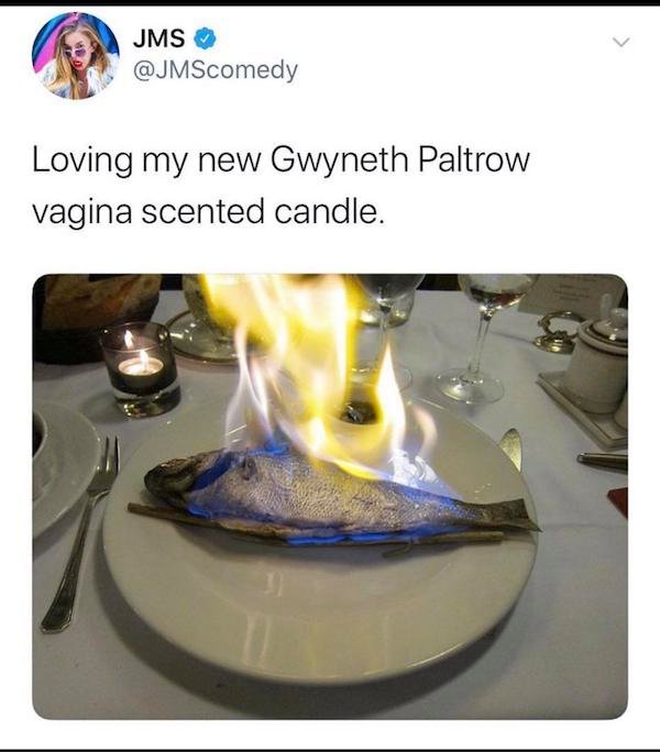 gwyneth paltrow candle fish - Jms Loving my new Gwyneth Paltrow vagina scented candle.